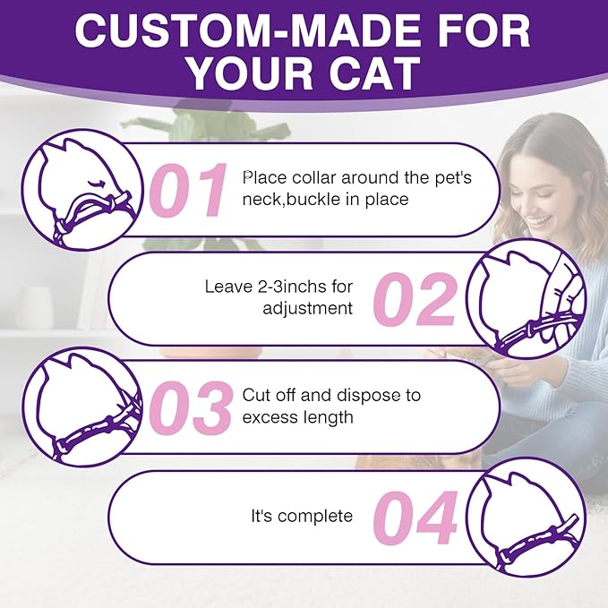 Tcllka Calming Collar for Cats 8 PK Cat Stress and Anxiety Relief Pheromone Calming Collar for Cats Anti Aggression for Cats Collar for Cats Anti Aggression for Cats Cat Calming Collars