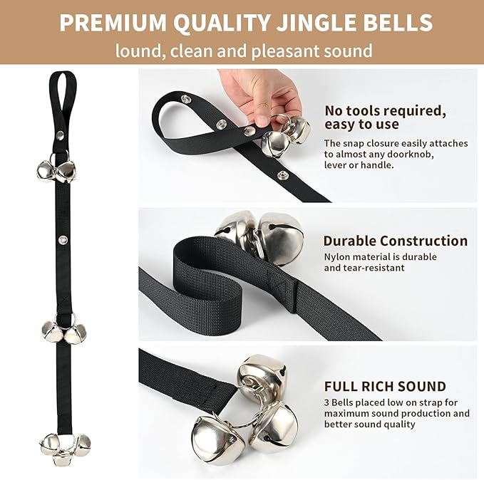 Luckyiren Upgraded Puppy Bells Dog Doorbells for Door Knob/Potty Training/Go Outside-Dog Bells for Puppies Dogs Doggy Doggie Pooch Pet Cat for Dog Lovers-Premium Quality-3 Snaps for Length Adjustment