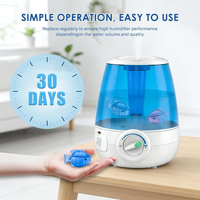 12 Pack Humidifier Cleaning Fish, Humidifier Cleaner for Most Humidifiers | Demineralization Cartridge for Fish Tanks to Purifie Water, Prevent Hard Water Build-Up to improve Humidification