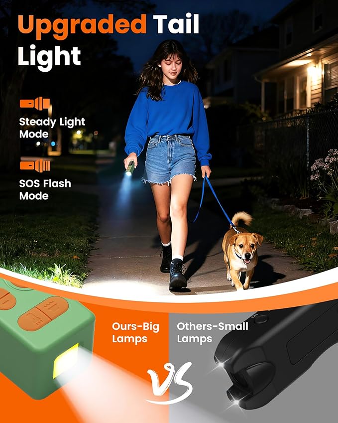 [Digital LED Display] ultrasonic Dog bark Deterrent with 4 Transmitters, Green 10 Gears Dog Training Device for Dogs, Rechargeable Anti Barking Device & Dog Repellent with Flashlight