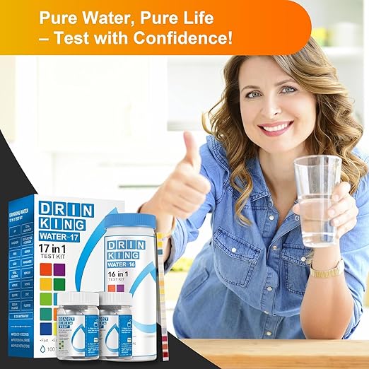 AAwipes Drinking Water Test Strips 17 in 1 50 Strips + 2 Bacteria Tester Kits, Complete Water Testing Kits for Home, Well, Tap Water, City Water, Flood Water Testing Strips (K03-50)