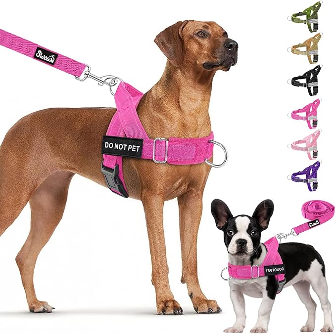Lukovee No Pull Dog Harness & Leash Set - Heavy Duty Dog Vest Harness with Soft Padded for Medium Large Dogs, Adjustable Reflective Tactical Pet Harness for Easy Walk and Training (S, FU)