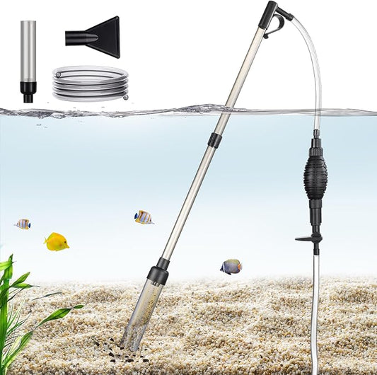 Carefree Fish Aquarium Gravel Vacuum Sand Cleaner with 6Ft Pipe Fish Tank Water Changer Adjustable Length ABS(for 3~8Gal Tank)