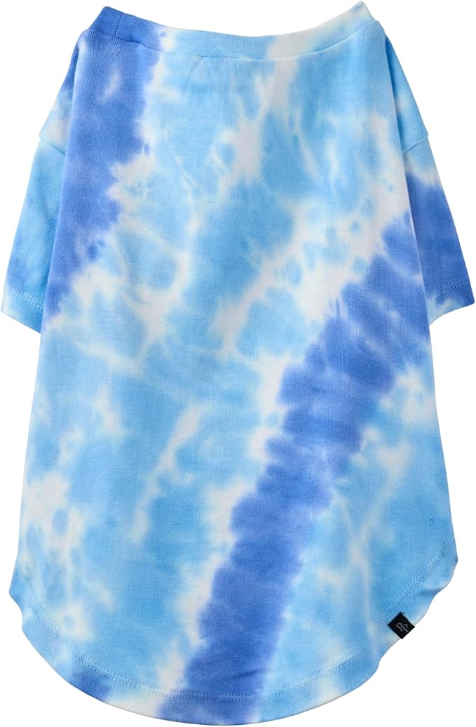 Pet Passion Toby II - The Perfect Tee, 3 Pack Short Sleeve Pet T-Shirt 100% Organic Cotton Tees Clothes for Small, Medium, Large Dogs, Blue Tie Dye, Small (10-25 lbs)