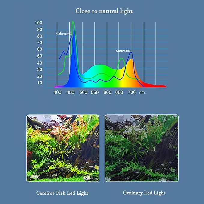 Carefree Fish Aquarium LED Light USB 7W Timer 4/8/12/18 Hours for 1~5Gal Frameless Fish Tank (Include Power Adapter)