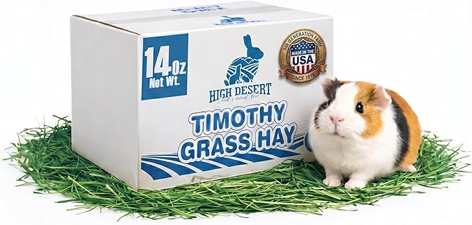 High Desert 2nd Cutting Timothy Hay for Rabbits, Guinea Pigs, Chinchillas and Small Pets, Soft Leafy for Daily Feeding and Digestive Health, Natural Rabbit Food and Guinea Pig Hay for Hay, 14 Oz Box