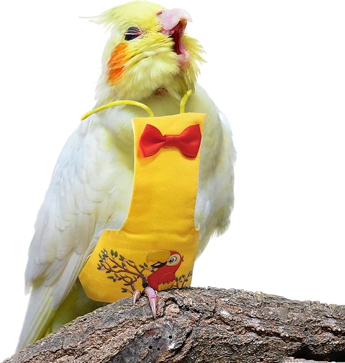 Bird Diaper Reusable Birds Flight Suit Nappies Protective Breathable Washable Parrot Diapers Nappy Clothes for Parakeet Parrot Budgie Canary Budgie Cockatiel(Yellow, Medium)