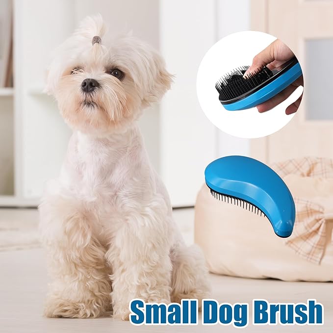 Puppy Brush for Small Dogs Portable,Dog Brush for Small Dogs Gentle, Reduces Shedding & Tangles,For Cavapoo, Yorkies, Pomeranians, Shih Tzu, Bichon Frise,Blue