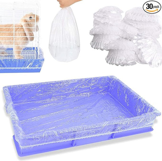 30 pcs Disposable Cage Liners, Clear Plastic Rabbit Cage Liner Bag, Universal Toilet Film for Bunny, Hamster, Totoro, Hedgehog, Guinea Pig and Small Animals(30pcs, 47in)