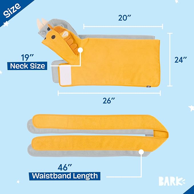 Barkbox Dog Bundle Fast Drying Bathrobe with Hook and Loop Closure & Wrap Tie Snuggle, Easy to Clean, Machine Washable, Dog Coats and Tumble Dry Low - Lion/Rhino, Medium
