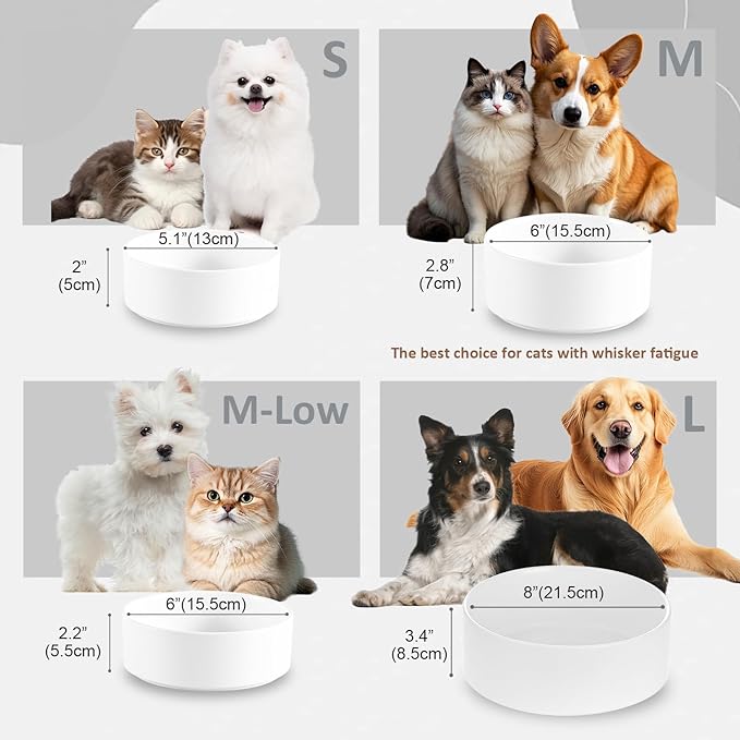 Ceramic Dog Bowl for Food and Water - Pet Feeder Bowl for Small Dogs and Cats - Heavy Ceramic Feeding Dish with Non Slip Base - Dishwasher & Microwave Safe - 5 Inch - 1.4  Cups - Black