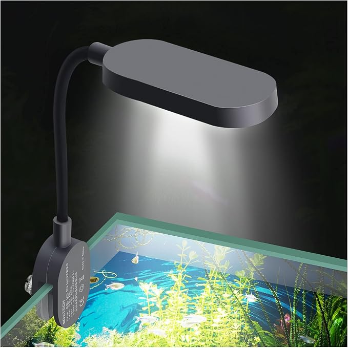 5W Aquarium Light, Full Spectrum USB Clip-on LED for Nano Tank | Full spectrum for plants, soft eye protection. Fits ≤0.8cm, 360° rotation. USB, 40% energy save. For 5gal
