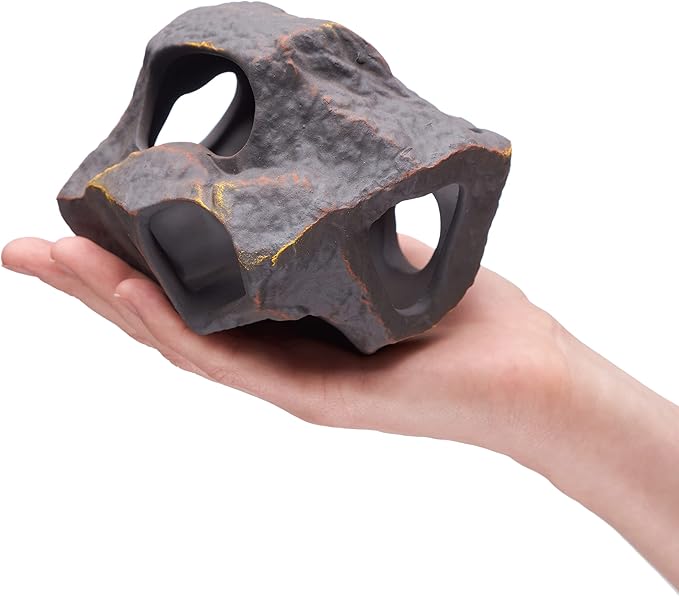 Aquarium Ceramic Decorations Cave Betta Stone Decor - Aquarium Fish Tank Hideway Decor for breeding Cichlids Plecos Betta Toys Hideout (Boulder)