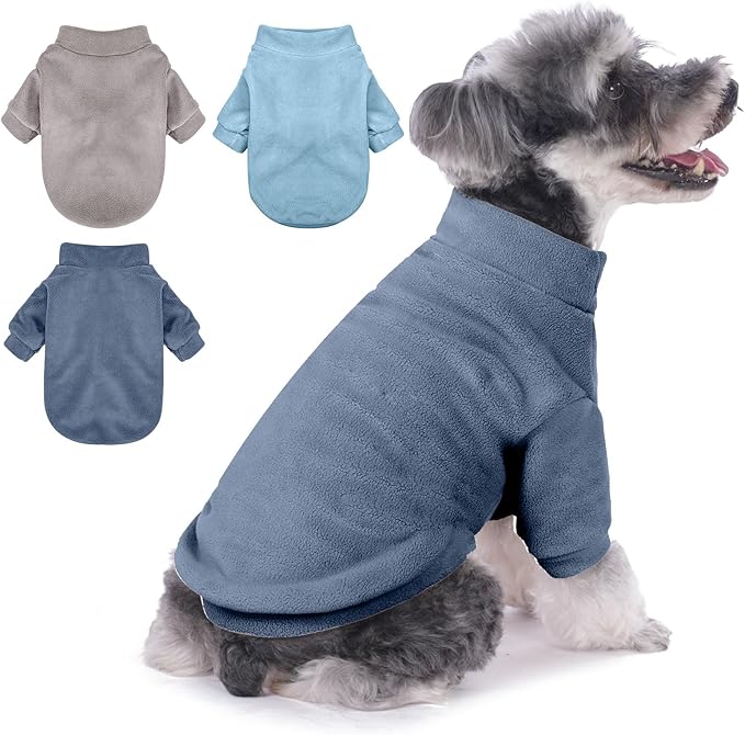GYALAPERI Dog Sweater, 3 Pack Dog Sweaters for Small Dogs Girl Boy, Ultra Soft Warm Puppy Clothes Coat for Winter (Gray+Azure+Navy, XX-Large)