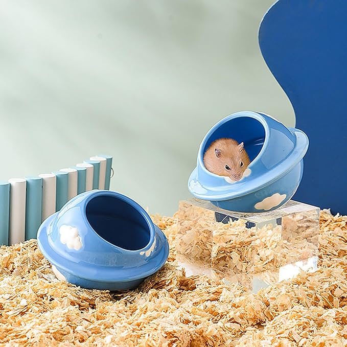 GKYZBB Blue Planet Hideout Ceramic,Hamster House and Habitats Cool Bed Ideal for All Season Dwarf Gerbil Mice Golden Bear