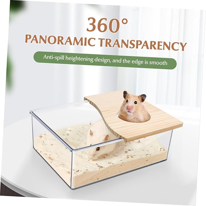 balacoo 1pc Transparent Chinchilla Sand Bath House Acrylic Bath Container for Hamster Dust Lightweight Stable Design for Pet Cages for Animals