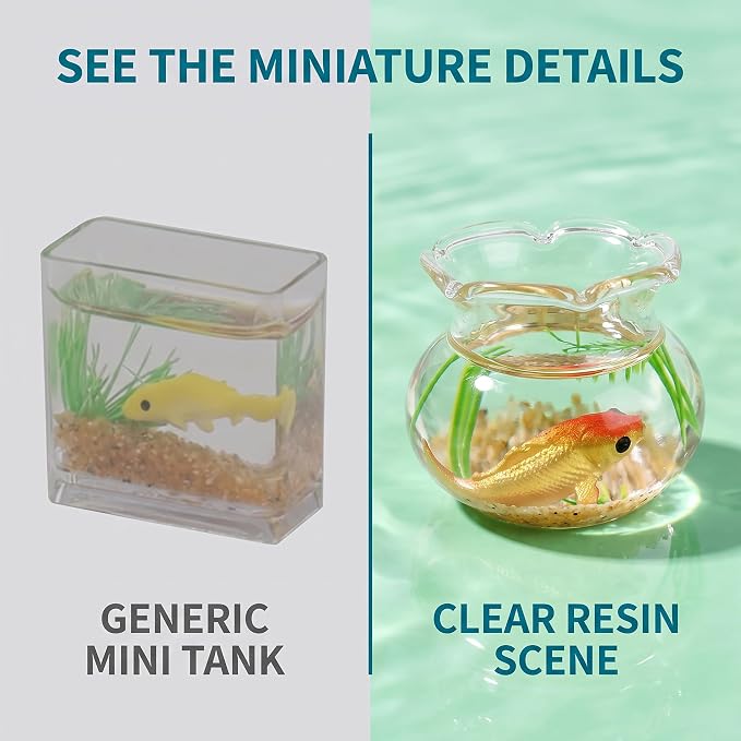 2Pcs 1/12 Scale Accessories Dollhouses Fish Tank，1: 12 Scale Miniature Fish Bowl Miniature Dollhouse Accessories for Garden Scene Decor Desktop Ornaments，Dollhouses Accessories，Dollhouse Décor