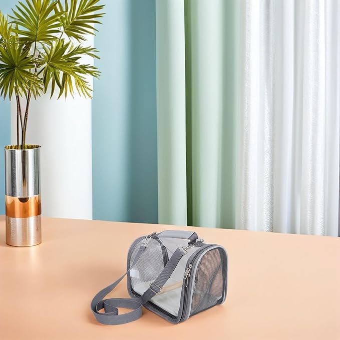 Small Bird Travel Cage Carrier Portable Parrot Carrier Bag with Breathable Mesh Small Gray Travel Cage for Budgie Conure Outdoor Transport