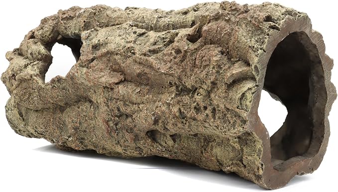 Reptile Terrarium Hideout Decor, Resin Wood Hide, Large | For Reptiles, Fish, Amphibians, Small Animals