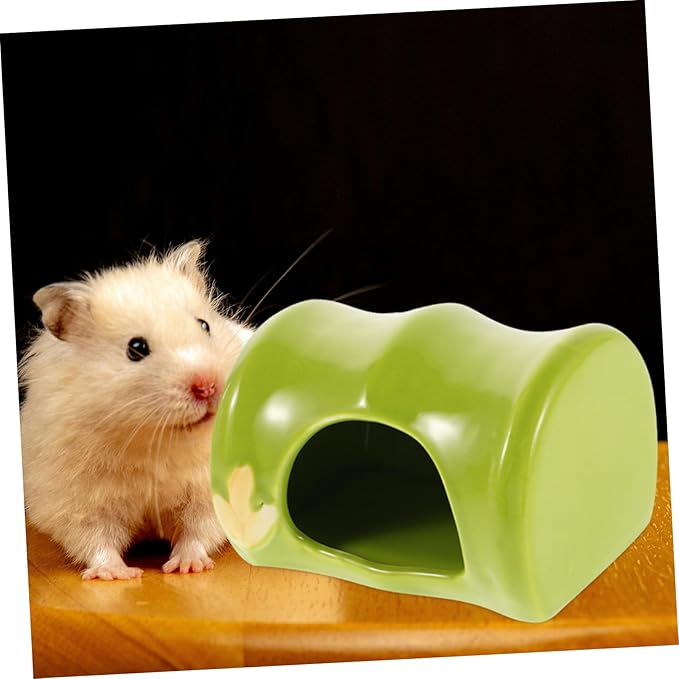 BESPORTBLE Ceramic Hamster Hideout: Bamboo Shaped Habitat Cage Accessories House Hide Hut for Mouse Mice Rat Summer Small Animals Pet Hideaway