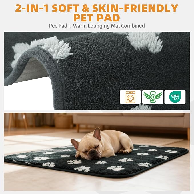 KOOLTAIL Washable & Waterproof Dog Whelping Pad for Small Dogs, Super Absorbent & Soft Warm Plush Puppy Pads Potty Training, Quick Dry Reusable Pet Mats for Whelping Box Supplies,Playpen,Crate,18"*24"