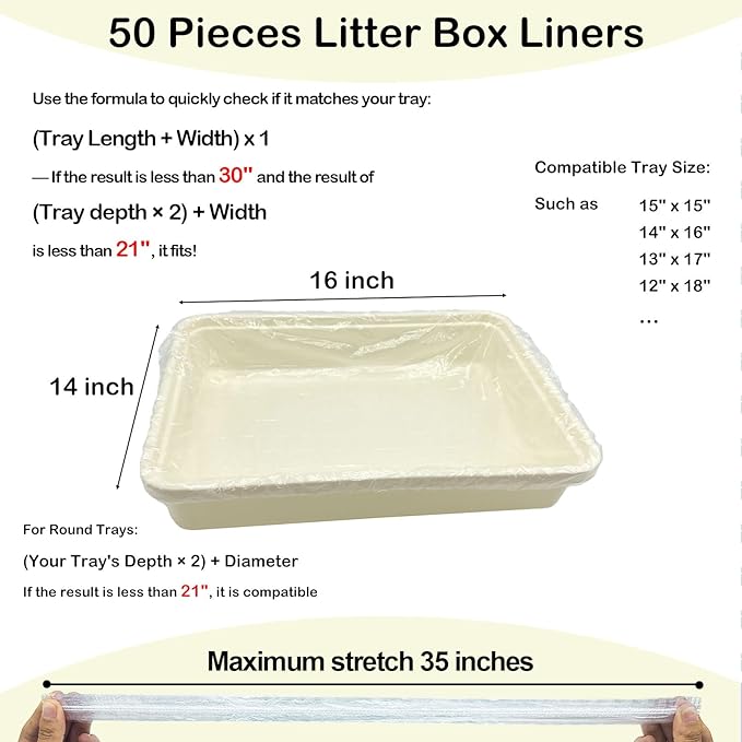 Disposable Small Animal Cage Liners, Rabbit Litter Box Lines Pet Tray Liner Bags Guinea Pig Cage Toilet Plastic Film for Bird Hamster Chinchilla Hedgehog (50 PCS, 30'')