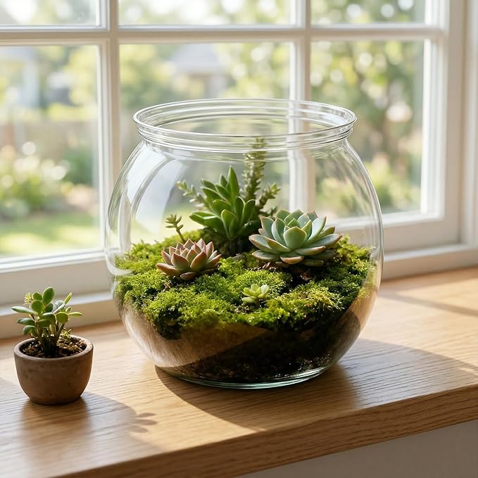 Mini Plastic Fish Bowl, 30 Oz Decorative Small Fishbowl, Round Plastic Fish Tank, Unbreakable Aquarium Fish-Bowls for Party Decorations, Centerpiece Vases, Hydroponic Planter and Home Decorations