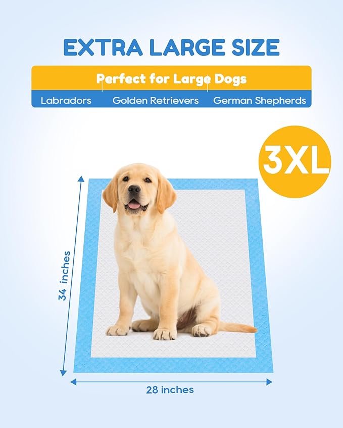 30 Count-36" x 36" XXXL Pee Pads for Dogs, Extra Large Puppy Pads, Super Absorbent Disposable Dog Training Pads, Quick Drying, Leak-Proof, Ultra Thick Potty Pads for Dogs, Puppies, Doggie, Cats