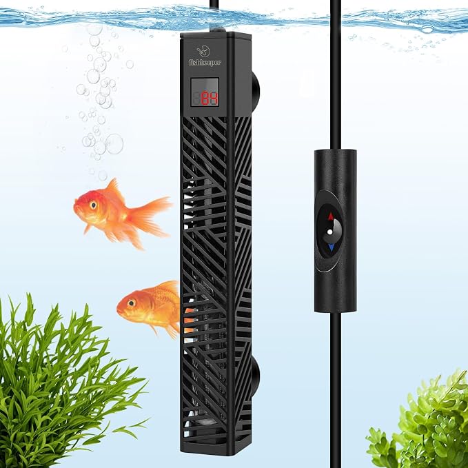 fishkeeper Adjustable Fish Tank Heater 200W/300W for 1-80 Gallon Aquariums | Explosion Proof Submersible Aquarium Heater with LED Digital Display and Overheat Protection for Saltwater & Freshwater Tanks