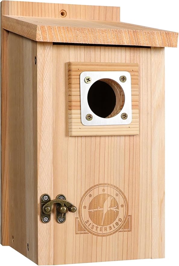 SISTERBIRD Bird Houses for Outside 1-1/2” Entrance Hole Cedar Birdhouses with Metal Guard Outdoor Bluebird Wren Swallow Finch Asssembly Required