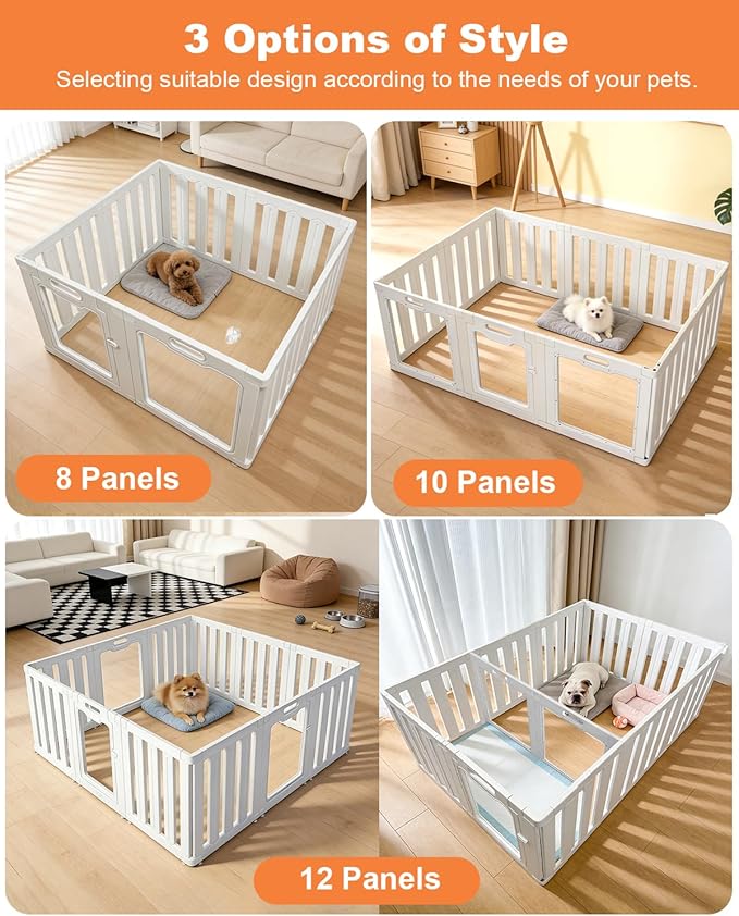 Acrylic Indoor Dog Playpen with Heavy Duty Door Lock,24" H 10 Panels DIY Puppy Playpen Pet Play Pen for Small Animal, Easy Assemble and Clean Plastic Pet Fence,White