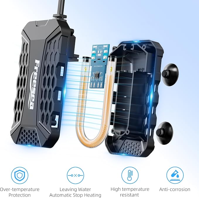 FREESEA Aquarium Fish Tank Heater: 100W Submersible Aquarium Heaters with Adjustable Digital LED Controller Leaving Water Automatic Stop Heating for 10-20 Gallon Turtle Freshwater Saltwater