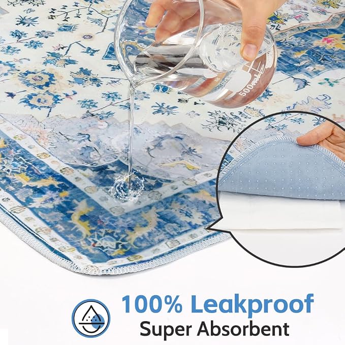 Washable Pee Pads for Dogs, 2 Pack Reusable Puppy Training Pads 48"x32" Super Absorbent Waterproof Dog Training Pads, Non-Slip Potty Pads, Whelping Pads Litter Mat Blue Medallion