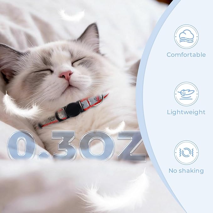 Cat Collar Breakaway, Reflective Kitten Collar with Bell, Safety Buckle Kitten Collar, Lightweight, Adjustable, Comfortable, Suitable for Boy Girl Cats (7"-13") Red