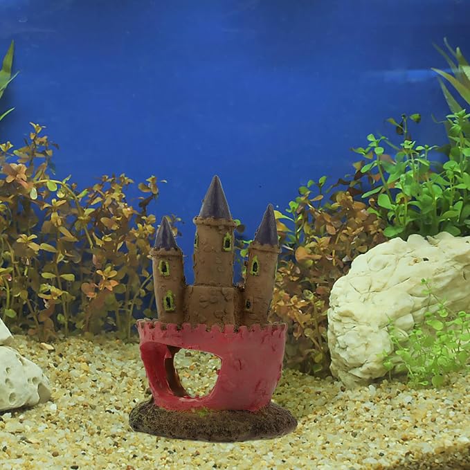 MERRYHAPY Unique Resin Aquarium Castle Decor for Fish Tank, Safe Fish Hideout Decoration and Landscape Ornament for Aquatic Pets and Aquarium Decoration