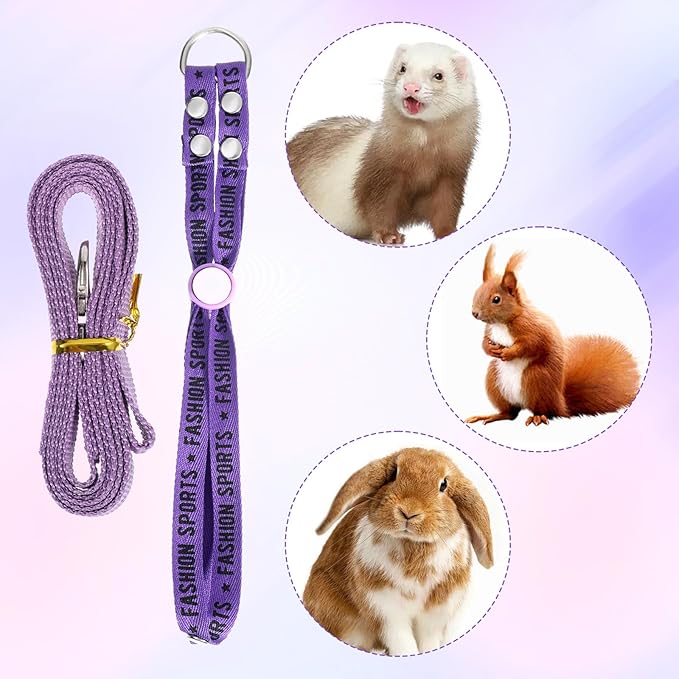 Ferret Harness and Leash Set, Adjustable Guinea Pig Small Pet Animals Comfort Vest Soft No Pulling Walking Clothes for Baby Rabbit Bunny Teacup Mouse Rats Hamster Kitten Puppy Chinchilla