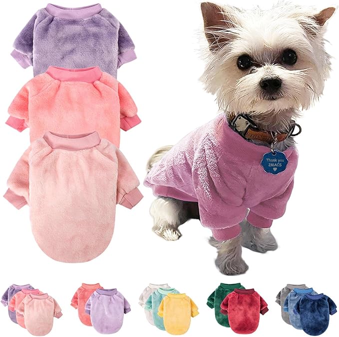 FabriCastle Dog Sweaters, 3-Pack Dog Clothes for Small Dogs Girl & Cats, Soft and Warm Pet Coats XXS - XXL, Winter Pet Jackets, Doggy Apparel Costumes, Puppy Outfits (Pink,Purple,Light Pink, X-Small)