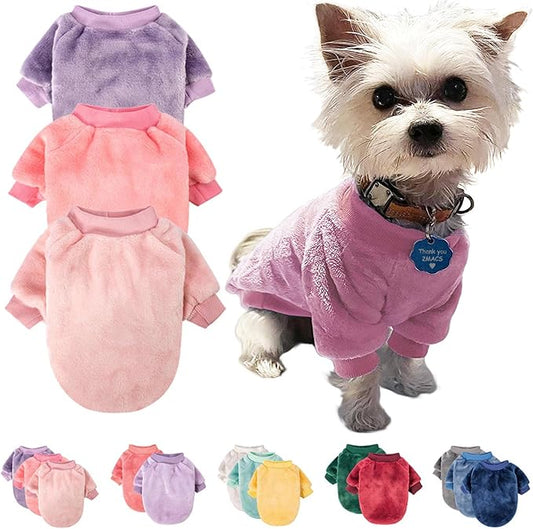 FabriCastle Dog Sweaters, 3-Pack Dog Clothes for Small Dogs Girl & Cats, Soft and Warm Pet Coats XXS - XXL, Winter Pet Jackets, Doggy Apparel Costumes, Puppy Outfits (Pink,Purple,Light Pink, X-Small)