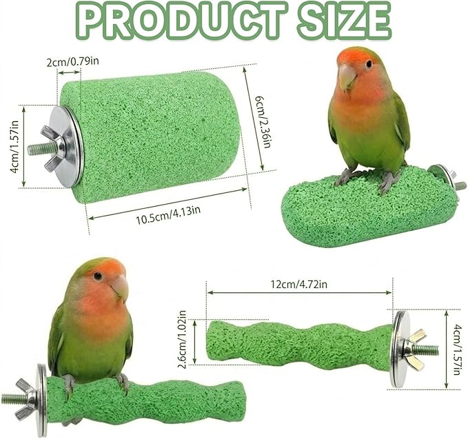 2 Pcs Bird Beak Grinding Stone, Anti-Slip Beak Grinder Stone Perches Resin Claws Trimmer Chewing Toys Cage Accessoriesfor Budgies, Parakeets, Conures, Cockatiels