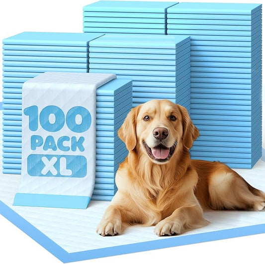 Powools Puppy Pads - 100 Packs, 34"×28" Ultra-Large Puppy Pads, Tear-ResistantPee Pads for Dogs, 6-Layer Ultra-Absorbent & Quick-Dry Black Training Pads