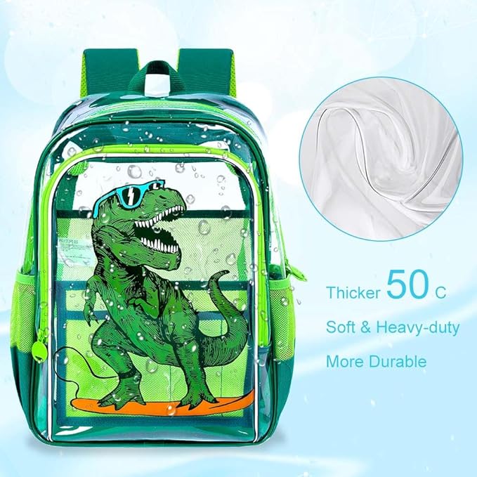 Clear Backpack for Girls and Boys, Kids Transparent Bookbag, 3PCS Cute See Through School Bag for Elementary Prechool