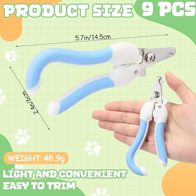 9 Pcs Small Dog Nail Clippers Bulk with Safety Guard to Avoid Over-Cutting Pet Nail Claw Grooming Pet Cutter Toenail Trimmer for Small Medium Dogs Nails Home Grooming(Fresh)