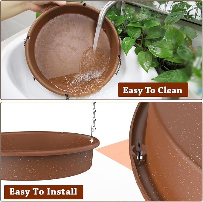 AISITIN 12 Inch Hanging Bird Bath with Solar Fountain, Outdoor Solar Powered Hanging Bird Bath Fountain, Multi-Functional Bird Basin for Drinking & Feeding, Solar Water Pump for Garden Patio Yard