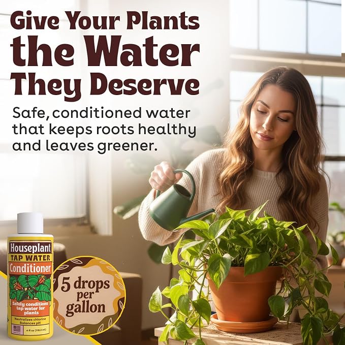 Tap Water Conditioner for Plants, 4 oz - Conditions Tap Water for Houseplants, Supports Balanced pH, Indoor Plant Care Drops for Root Support & Greener Leaves, Treats 500+ Gallons, 2–3 Day Results