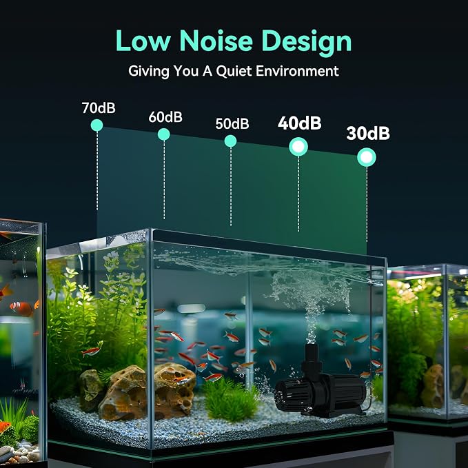 3174 GPH Submersible Water Pump, 95W Pond Pump with Control Panel | 21.4FT. Lift Height for Koi Pond Pool, Waterfall, Fish Tank, Hydroponic, Ultra Quiet, Barrier Bag & 16.5FT Power Cord