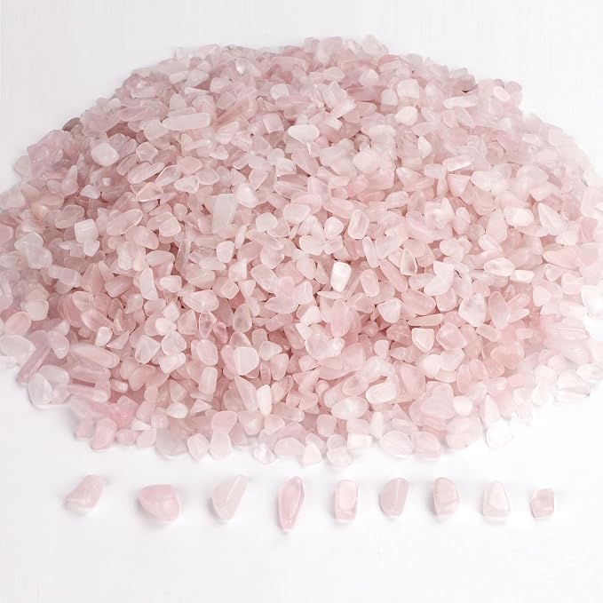 gemshan 2lb Rose Quartz Chips Natural Crushed Crystal Chip Bulk 7mm-9mm Irregular Healing Crystal Stone for Aquarium Vase Plant Decoration Craft DIY (Rose Quartz)