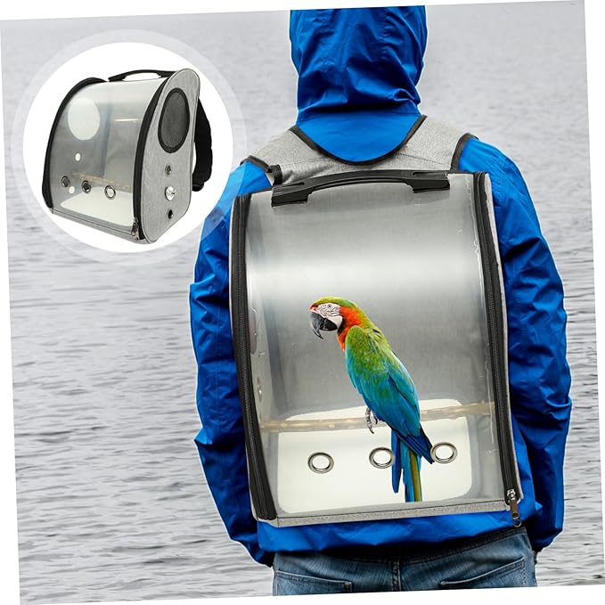 Milisten Parrot Carrier Backpack Breathable Design and Standing Perch for Outdoor Travel Portable Bird for Hiking Camping and Daily Walks