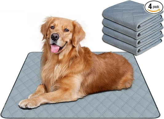 RIOUSSI Washable Pee Pads for Dogs, Reusable, Absorbent, Leakproof, Non Slip Pet Puppy Pads for Potty Training. Light Gray, 31x36 Inch(4pack)