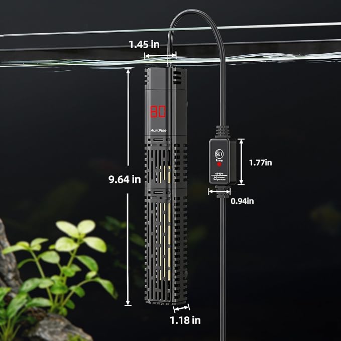 Aquarium Heater for Fish Tank - 300W Submersible Fish Tank Heater | with Digital Display & Adjustable External Controller, Leaving Water Protection for 40-75 Gallon Freshwater Saltwater Tanks