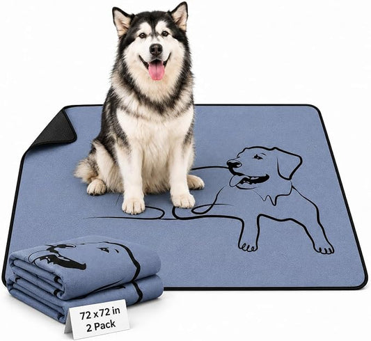 1 Pack Washable Pee Pads for Dogs 72"x72", Reusable Training Puppypads Absorbency Non-Slip & Leak-Proof for Pet Whelping Box Playpen Crate Sofa Bed Floors (Gray)